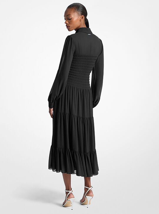 michael kors smocked georgette shirtdress