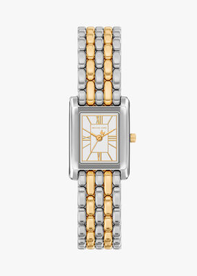 michael kors essex three hand two tone stainless steel watch