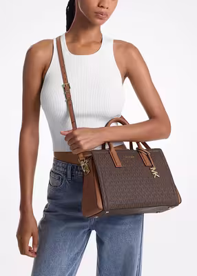 michael kors حقيبة ليلى متوسطة الحجم بشعار مميز
