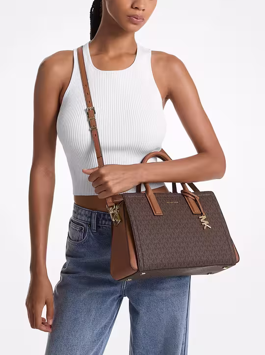 michael kors حقيبة ليلى متوسطة الحجم بشعار مميز