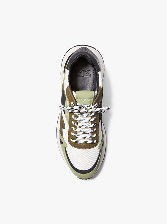 michael kors miles color block signature logo and mesh trainer