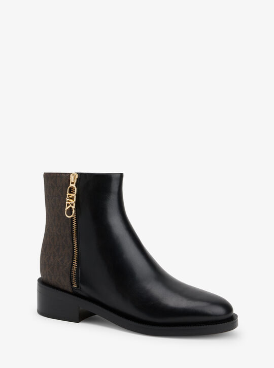 Regan Leather and Signature Logo Ankle Boot michael kors regan leather and signature logo ankle boot