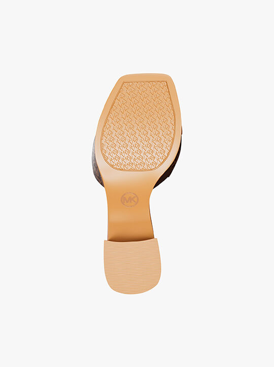 michael kors carson signature logo block heel sandal