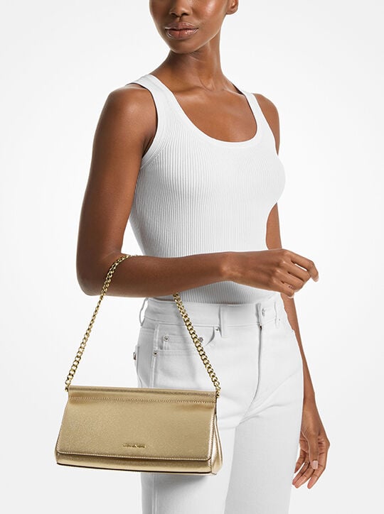 حقيبة صغيرة من الجلد المحبب المعدني بلون قرمزي متوسط michael kors حقيبة صغيرة من الجلد المحبب المعدني بلون قرمزي متوسط