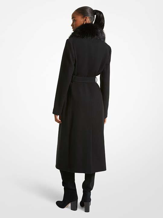 معطف من خليط الصوف مزين من الفرو michael kors معطف من خليط الصوف مزين من الفرو