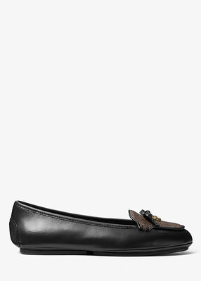 michael kors wendy leather and signature logo moccasin