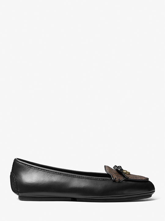 michael kors wendy leather and signature logo moccasin