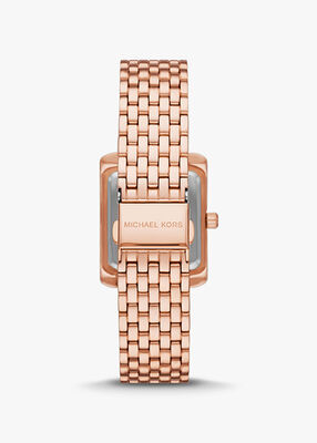 michael kors emery three hand rose gold tone stainless steel watch