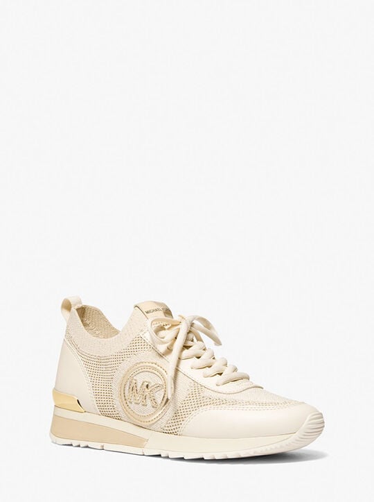 michael kors jenkins metallic stretch knit trainer
