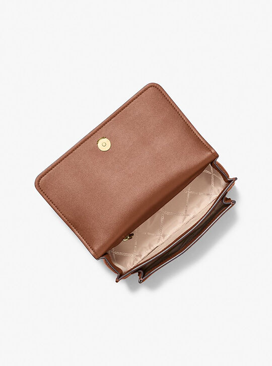 Claire Large Pebbled Leather Convertible Shoulder Bag, LUGGAGE