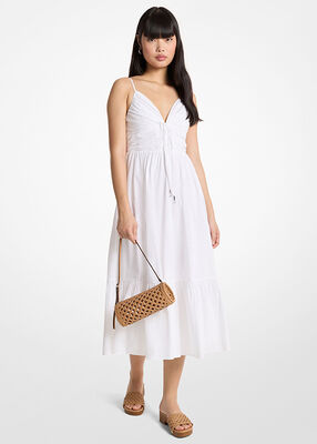 michael kors cotton poplin midi dress