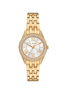 michael kors mini harlowe pav  gold tone watch