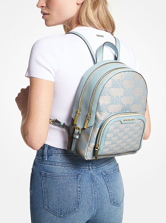michael kors jaycee medium logo jacquard backpack
