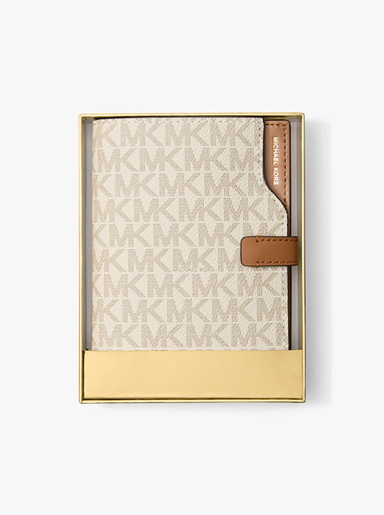 Jet Set Signature Logo Passport Wallet michael kors jet set signature logo passport wallet