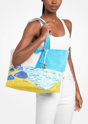 michael kors x christina zimpel large cotton canvas tote bag