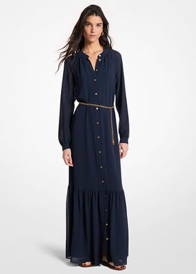 michael kors فستان ماكسي من قماش الجورجيت بحزام