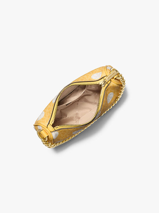 michael kors carmela small polka dot and signature logo pochette