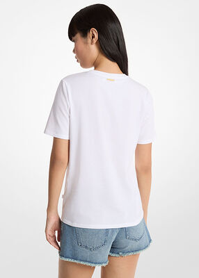 michael kors studded empire monogram cotton jersey t shirt
