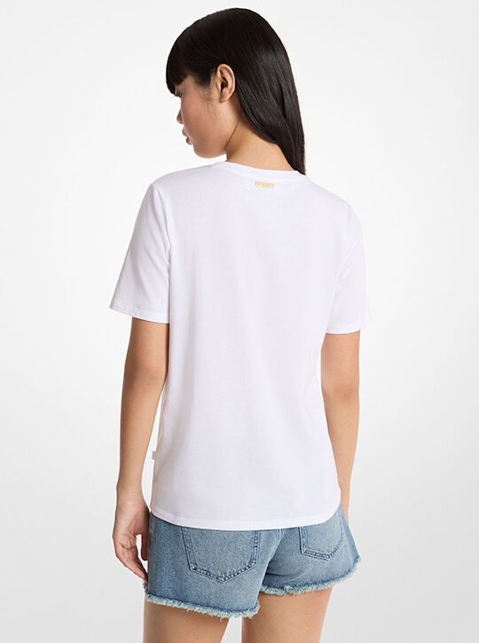 michael kors studded empire monogram cotton jersey t shirt