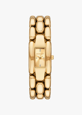 michael kors mini hally pav  gold tone watch