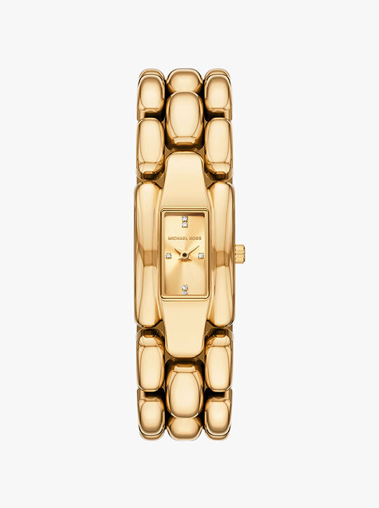 michael kors mini hally pav  gold tone watch