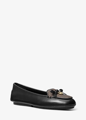 michael kors wendy leather and signature logo moccasin