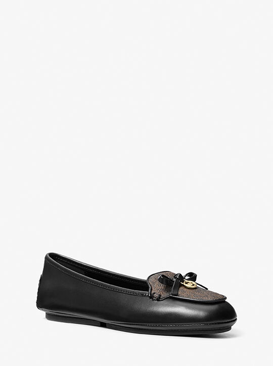 michael kors wendy leather and signature logo moccasin