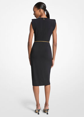michael kors stretch matte jersey belted dress