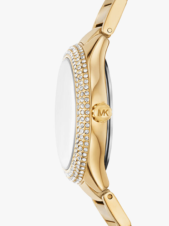 Sylvia Three-Hand Gold-Tone Watch michael kors sylvia three hand gold tone watch