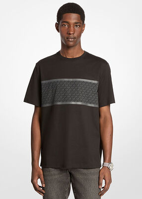 michael kors signature logo striped cotton t shirt