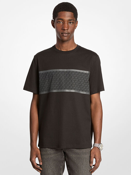 michael kors signature logo striped cotton t shirt
