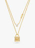 Precious Metal-Plated Sterling Gold Pavé Lock Layered Necklace