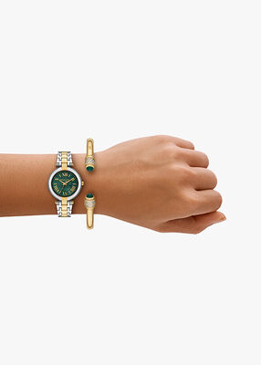 michael kors laney three hand two tone stainless steel watch set