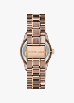 michael kors ساعة ريتز بافيه بيج مطلية بالذهب وأسيتات