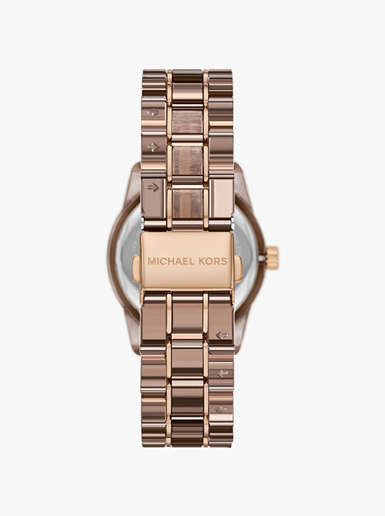 michael kors ritz pav  beige gold tone and acetate watch