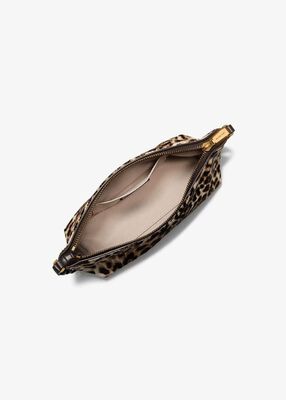 michael kors laila small leopard print calf hair pochette