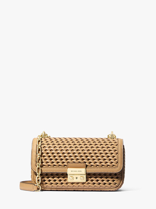 Tribeca Small Woven Leather Shoulder Bag | Michael Kors Official