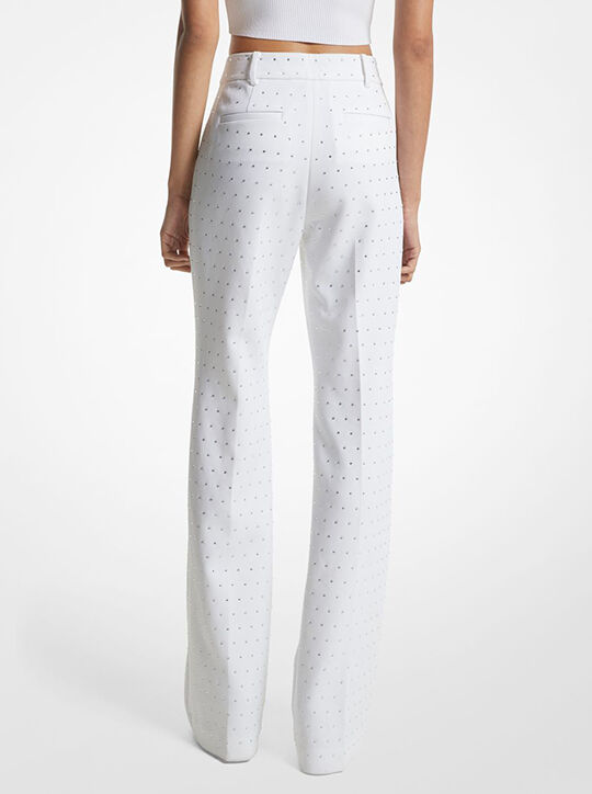 michael kors crystal embellished stretch crepe bootcut pants