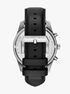 michael kors lexington chronograph black leather watch