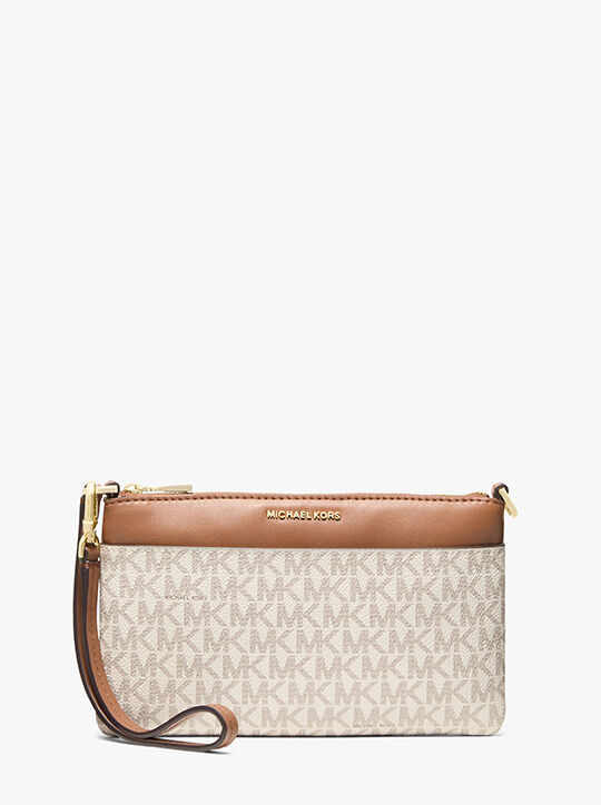 michael kors jet set medium signature logo wristlet