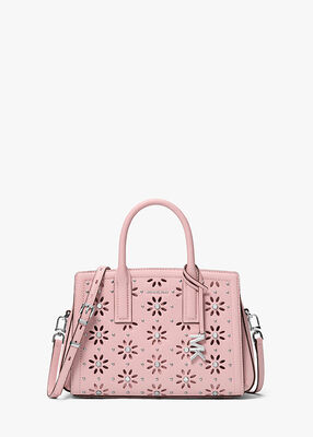 michael kors laila small embellished laser cut leather satchel