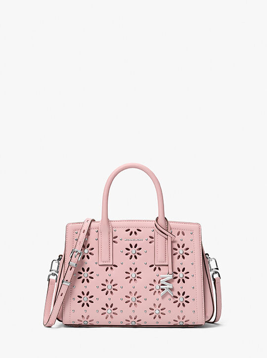 michael kors laila small embellished laser cut leather satchel