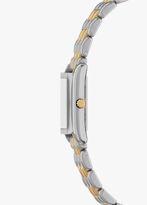 michael kors essex three hand two tone stainless steel watch
