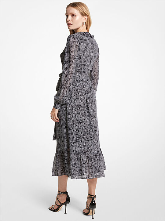 michael kors ويتني فستان لف جورجيت بنقشة حيوان