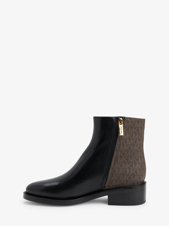 Regan Leather and Signature Logo Ankle Boot michael kors regan leather and signature logo ankle boot