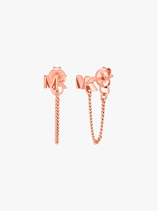 michael kors أقراط سلسلة من الفضة الإسترلينية المطلية بمعادن ثمينة مزينة بشعار الماركة