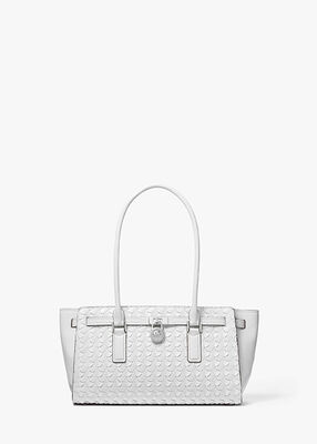 michael kors hamilton moderne small woven leather satchel