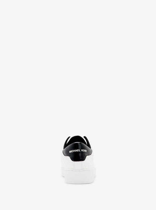 Keaton Logo Embossed Leather Zip-Up Sneaker michael kors keaton logo embossed leather zip up sneaker
