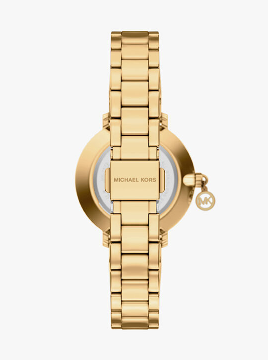 michael kors pyper two hand gold tone stainless steel watch
