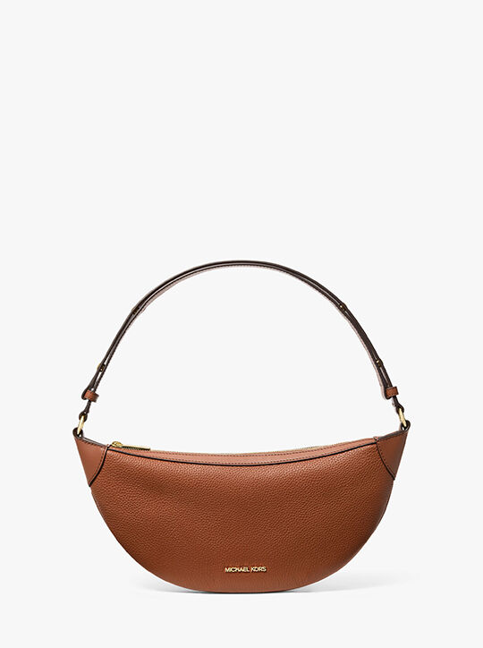 michael kors hollis medium 2 in 1 pebbled leather and logo jacquard shoulder bag